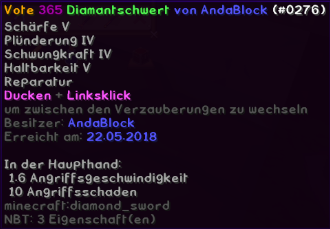 Diamantschwert mit neuen Attributen