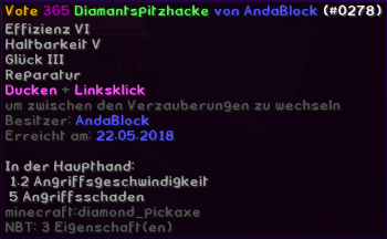 Diamantspitzhacke mit neuen Attributen