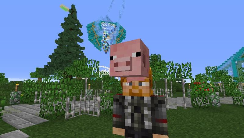 Spieler mit Schweinchen auf dem Kopf