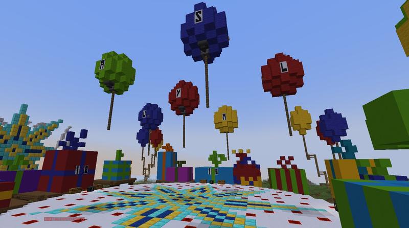 Eventwiese mit Luftballons zeigen Asylum Schriftzug